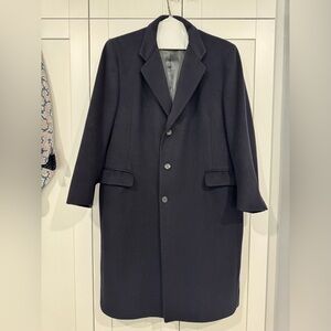 Vintage Pierre Cardin Classic Black Trench Coat 100% Wool
